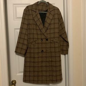 Double Beasted Long Paid Wool Blend Pea Coat